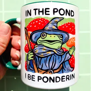 Funny Frog Mug Mushroom Cup Wizard Coffee Cup Hilarious Magic Themed Gift Fantasy Lover Mug Nerdy Humor Mug Nerd Boyfriend Gift Gamer Mug