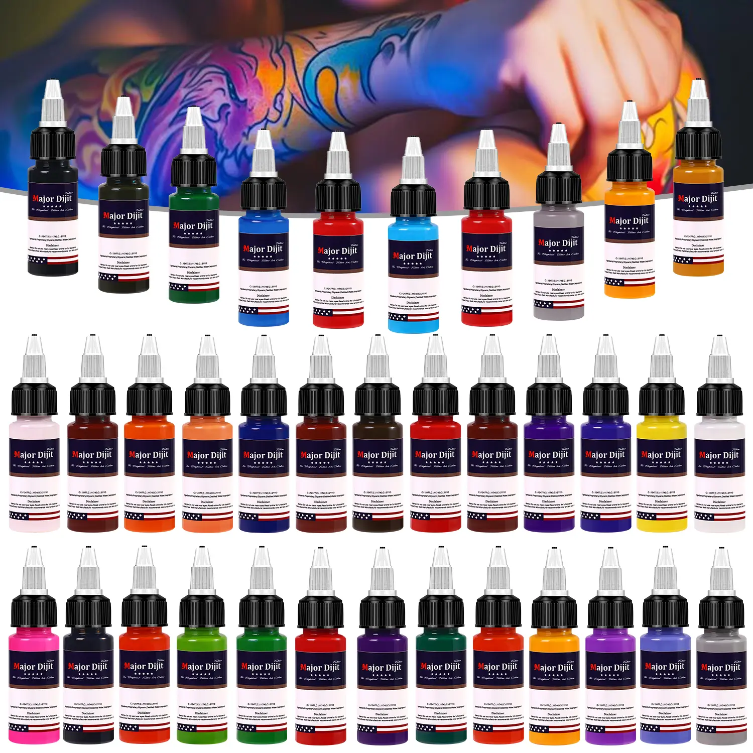 36 Color Tattoo Ink Set 0.17 Oz Bottled Professional Tattoo Paint Body Art Tattoo Ink