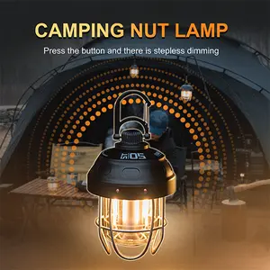 Nut Retro Pendant Lamp with Metal Texture - Long Battery Life Rechargeable Camping Atmosphere Tent Lamp