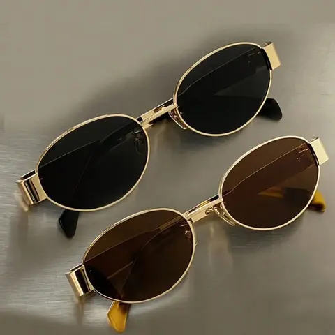 2 Pairs Women's Metal-Frame Oval Eyeglasses, Preppy-Style Shades for Daily Wear and Beach, Back to School Fashion Accessories, Classic Oval Sunglasses, Stylish Glasses, Sunglasses Set