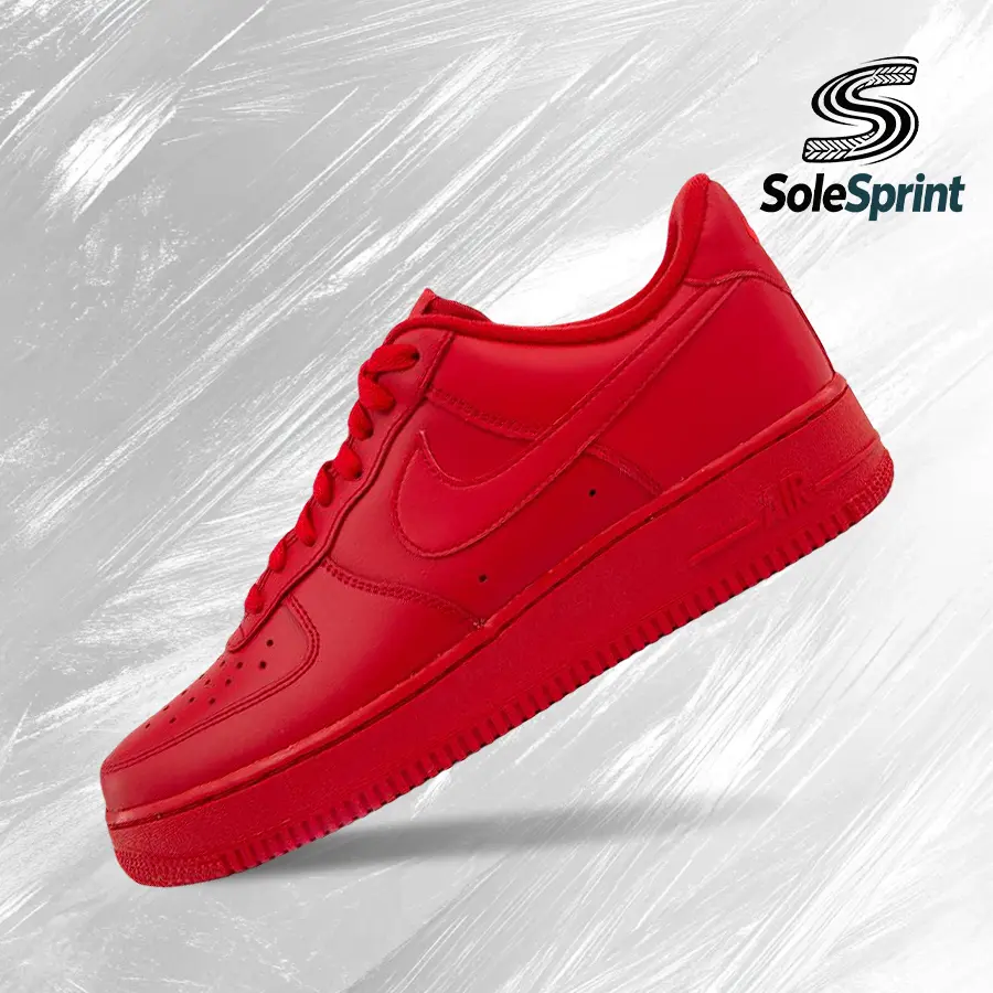 NIKE Air Force 1 Low Triple Red Men's Closed Lace-Up Low-Cut Athletic Trainer Sneaker - Shock-Absorbent Comfort Sports Shoes - US7 - CW6999-600