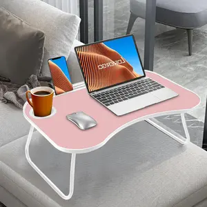 Foldable Wooden Laptop Stand for Bed - Ergonomic Portable Desk with Cup Holder & Anti-Slip Design, Multi-Surface Use (Bed/Couch/Car)
