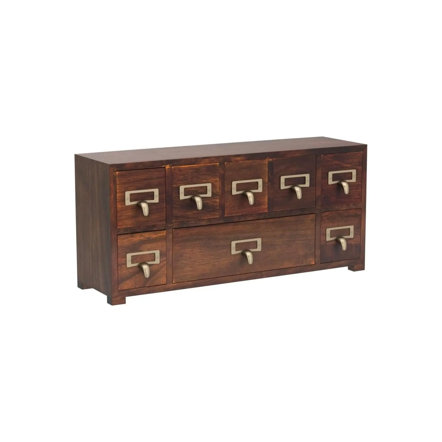 8-Drawer Oriental Wooden Apothecary Cabinet - Pre-Assembled Compact Desktop Furniture Organizer - Elegant Card Catalog Design Storage Solution, Organization