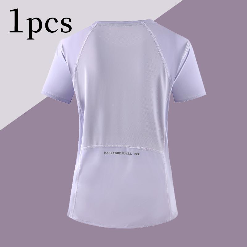 Women’s summer quick-dry sports T-shirt, breathable short-sleeve for yoga and running, high stretch quick-dry fabric with rapid moisture absorption and sweat release; suitable for yoga, running, fitness, and everyday casual wear—a versatile wardrobe stapl