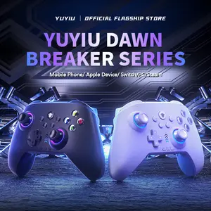 YUYIU DAWN BREAKERS Halleffect Wireless controller(Not for XBOX) for Switch2(2025)/Switch/PC/Steam/Apple Device/Android with RGB lighting/programming/Hall rocker/Hall trigger/vibration, three mode switch controller, plug and play
