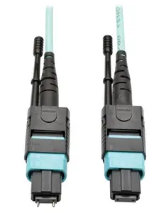 Tripp Lite TRL-N842-05M12MF 16 ft. 12 Fiber 40 GBE 40 GBASE-SR4 OM3 Plenum-Rated MTP to MPO Male to Female Multimode Patch Cable, Aqua