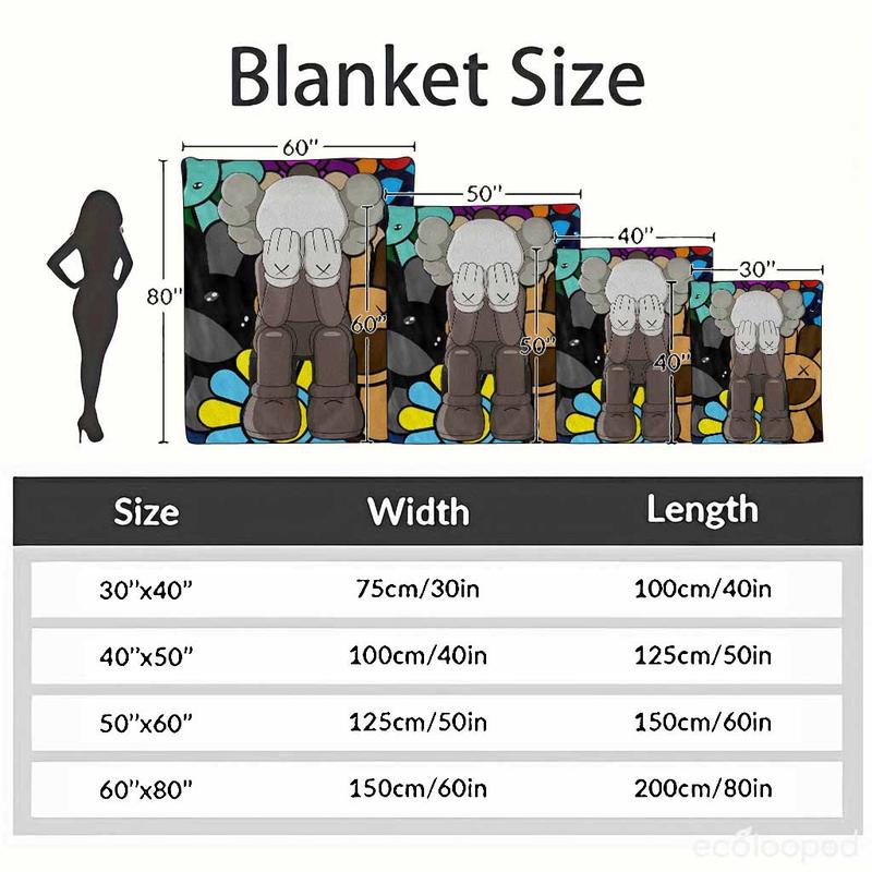 KAWS Flannel Blanket  Takashi Murakami Inspired Floral Print  Soft & Warm  Lightweight & Cozy  AntiPilling  Ideal for Home Decor  Living Room Sofa  Bedroom Throw  Dorm  Birthday Gifts  Art Lovers.