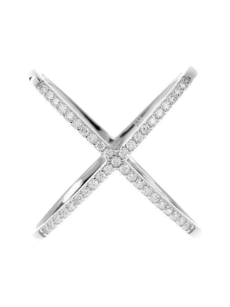 Sterling Silver CZ Criss Cross Ring