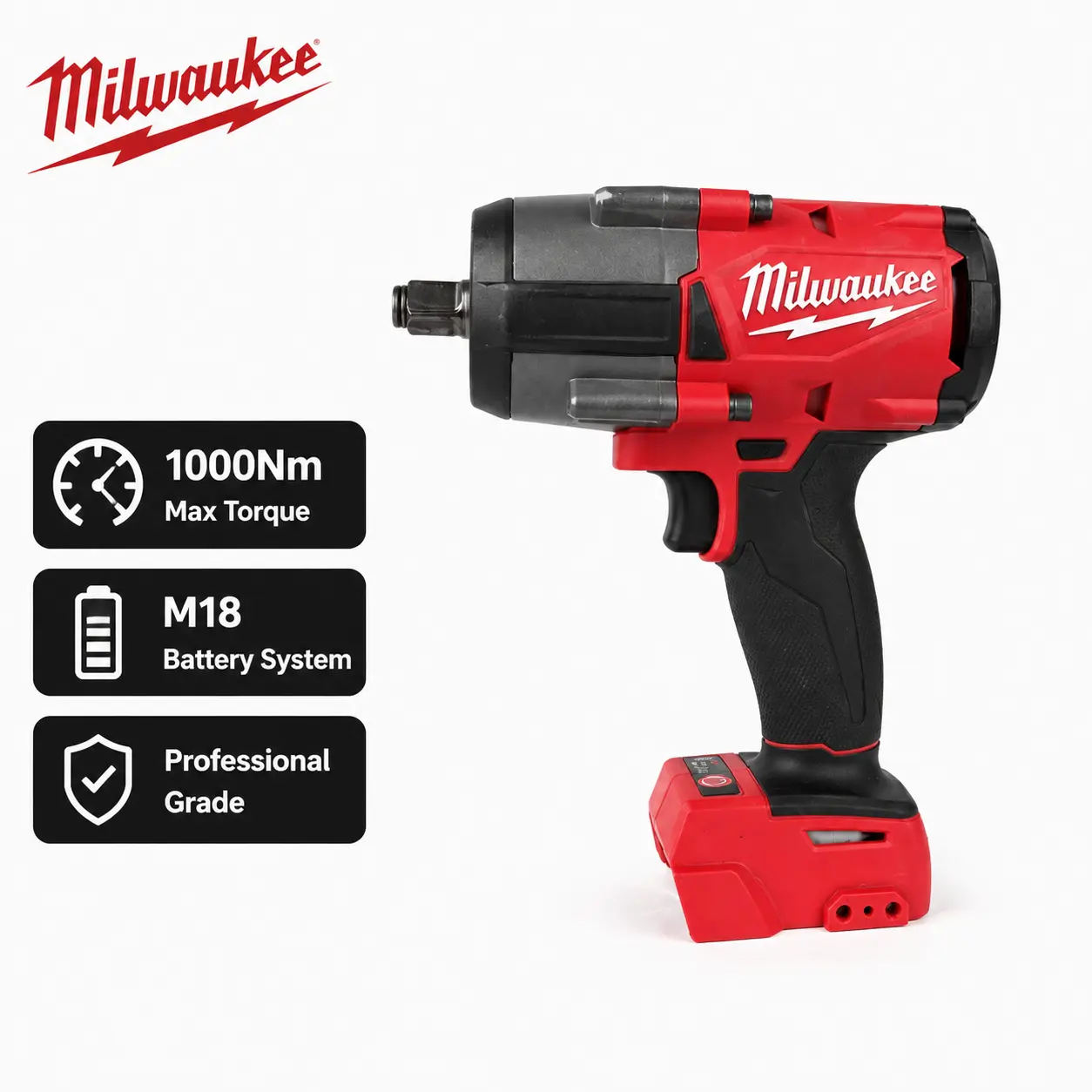 Milwaukee M18 Cordless 1/2" Mid-Torque Impact Wrench (FMTIWF12) - 1000Nm Nut-Busting Torque Control Bare Kit with 2 High-Capacity XC6.0 Batteries, 2400 RPM for Auto Shop Mechanics’ Heavy-Duty Automotive Repair & Clearing Stubborn Hardware