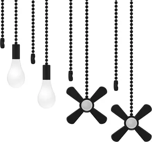 Ceiling Fan Pull Chains With Decorative, 4 count Of Black Ceiling Fan Chain Extenders 13.6 Inches Fit All Standard Ceiling Fans And Light FixturesPull Chain Extension With Connector.