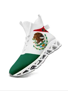 Men's Mexico Eagle Print Lace Up High Top Sneakers, Casual Comfortable Breathable Sports Running Shoes, Male All-match Round Toe Athletic Shoes for Training & Daily Wear, Closed