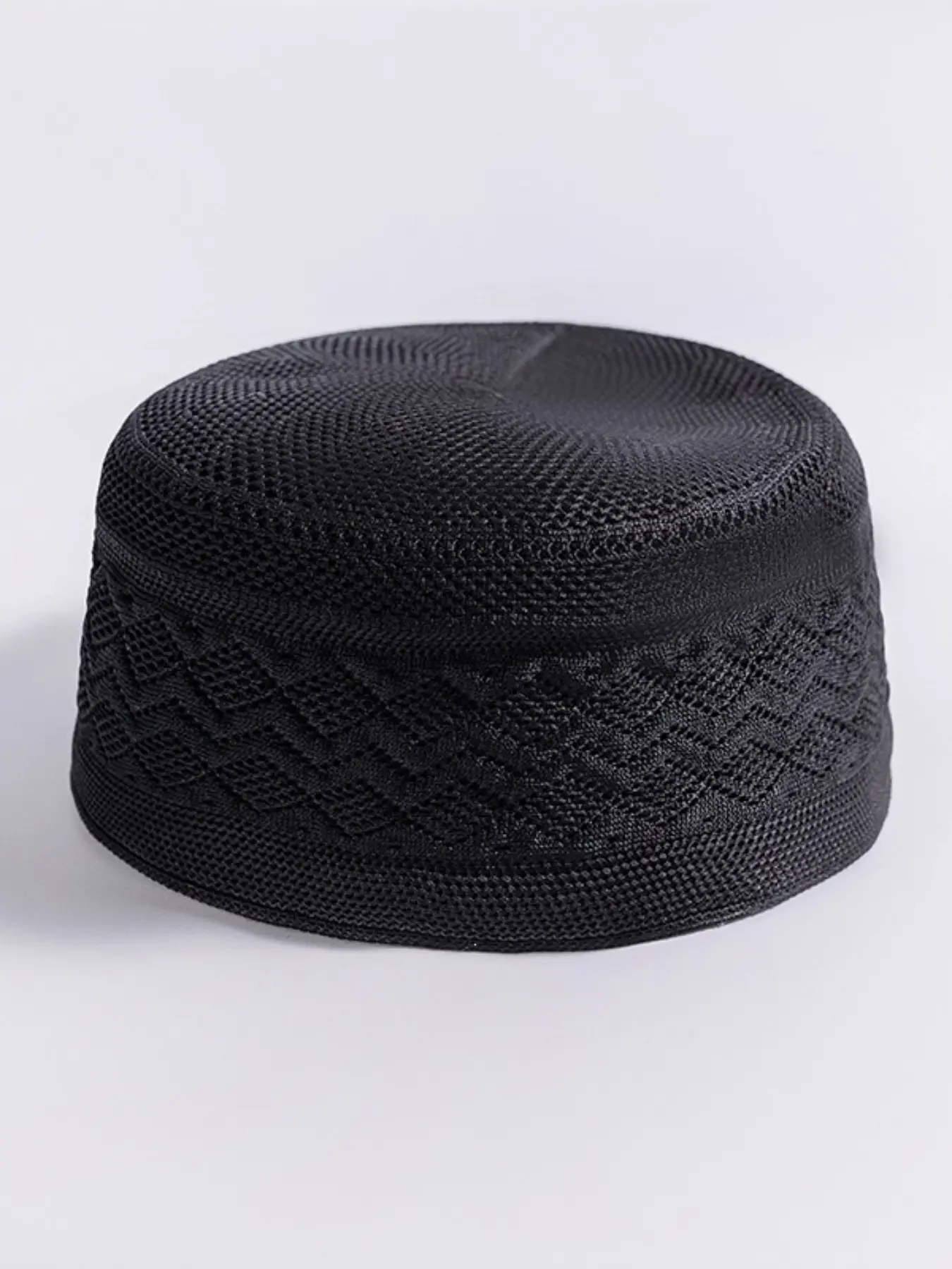 Breathable Modesty Muslim Knit Prayer Hat, Wavy Pattern Islamic Openwork Seamless Cap, Lightweight Crochet Kufi Hat for Men and Women