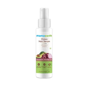 Mamaearth Onion Hair Serum with Biotin | Smooth Strong and Frizz-Free Hair Solution | Hair Fall & Breakage Control Formula | 3.38 Fl Oz (100ml)