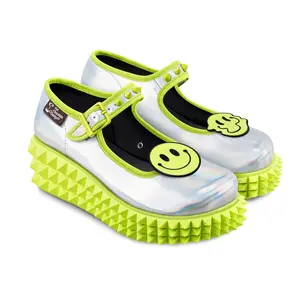 Hot Chocolate Design Rave Women's Mary Jane Platform Shoes with Fabric Upper Wedge & Non-Marking Rubber Sole Adjustable Buckle Strap