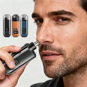 2 in 1 Electric Nose Hair Trimmer with LED Screen, Painless Facial & Eyebrow Shaver, USB Charging, Easy Clean Waterproof Clipper