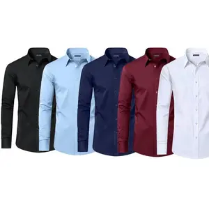 Father's Day Gifts 2025 5-Pack Men's Long & Short Sleeve Solid Dress Shirts (Sizes, S-3XL) Classic Collar Menswear Formal(Raincoats)(Sheet)