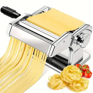 Manual Pasta Maker Machine, Stainless Steel Pasta Roller & Cutter with 7 Adjustable Thickness Settings, Dual Width Noodle Maker for Pasta, Spaghetti, Fettuccine, Kitchen
