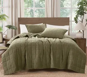 Brooklyn Loom Matte Cotton Velvet Box Stitch T/TXL Quilt Set Brooklyn Loom Matte Cotton Velvet Box Stitch T/TXL Quilt Set