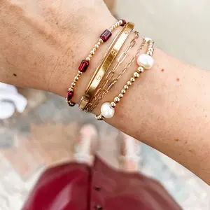 Emma Bracelet • Handmade with Ethically Sourced Garnet & Gold Filled Beads • Maroon Beads • Water & Tarnish Resistant • Elegant Jewelry