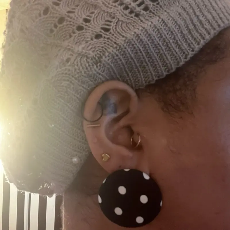Black Polka Dot Fabric Button Earrings Fashion Accessory