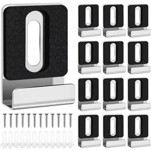 12pcs Metal Mirror Holder, Mirror Clips with Screws Rubber Pads, Heavy Duty Mirror Hangers Retainer Clips with Screw for Wall Mounting Frameless Mirror Billboard Displays Tile Display (Silver)
