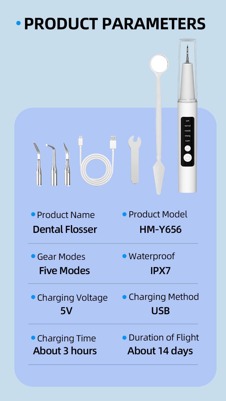 Oral Plaque/Tartar Remover for Teeth, Electric Tooth Cleaner Tartar Remover for Teeth with LED Light,5 Modes Rechargeable Teeth Cleaning Kit with Dental Tools, 3 Replaceable Heads Pet Safe Use Removable Adjustable