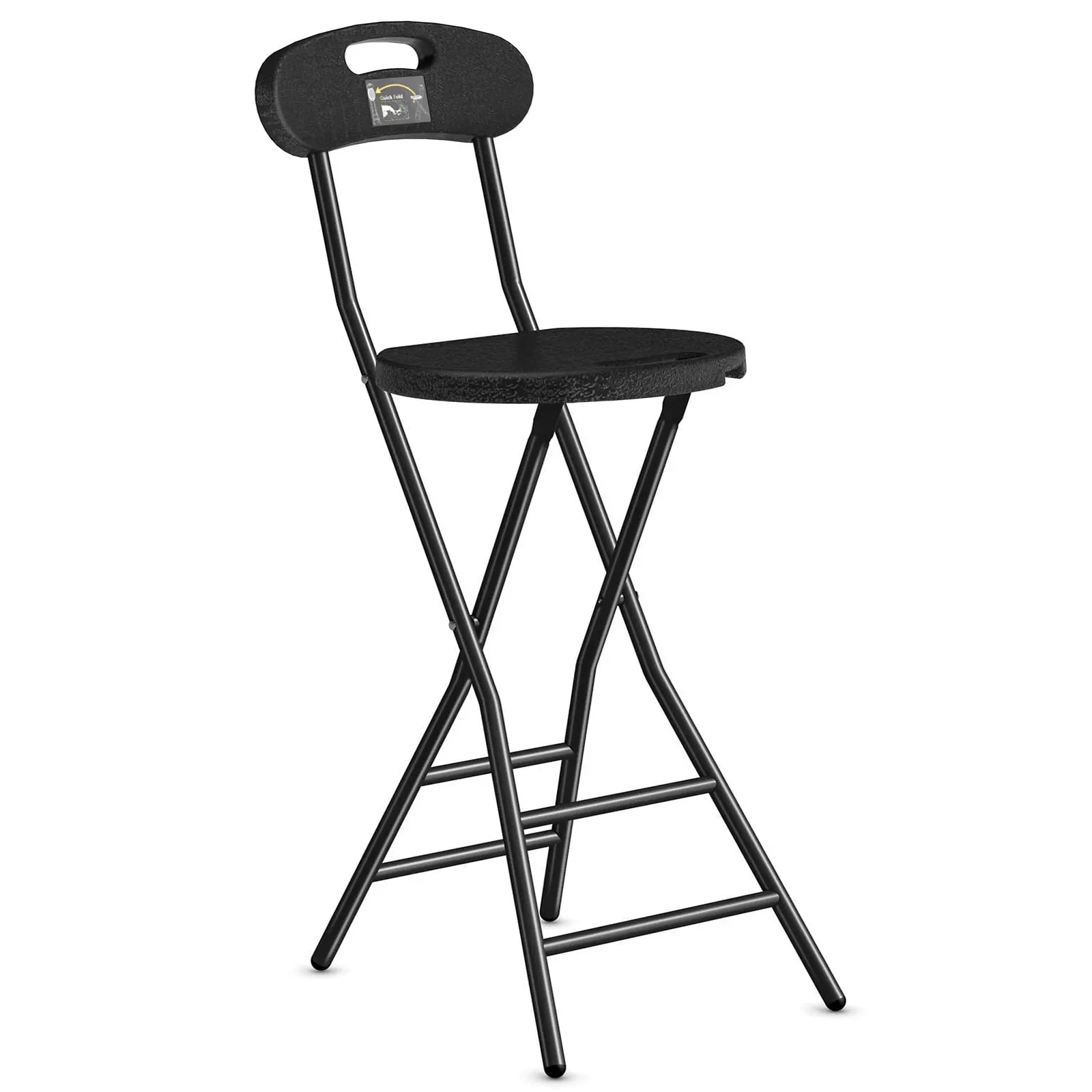 Rfiver Folding Stool, 1 Pack 24 inch Folding Bar Stool with Backrest and Handle