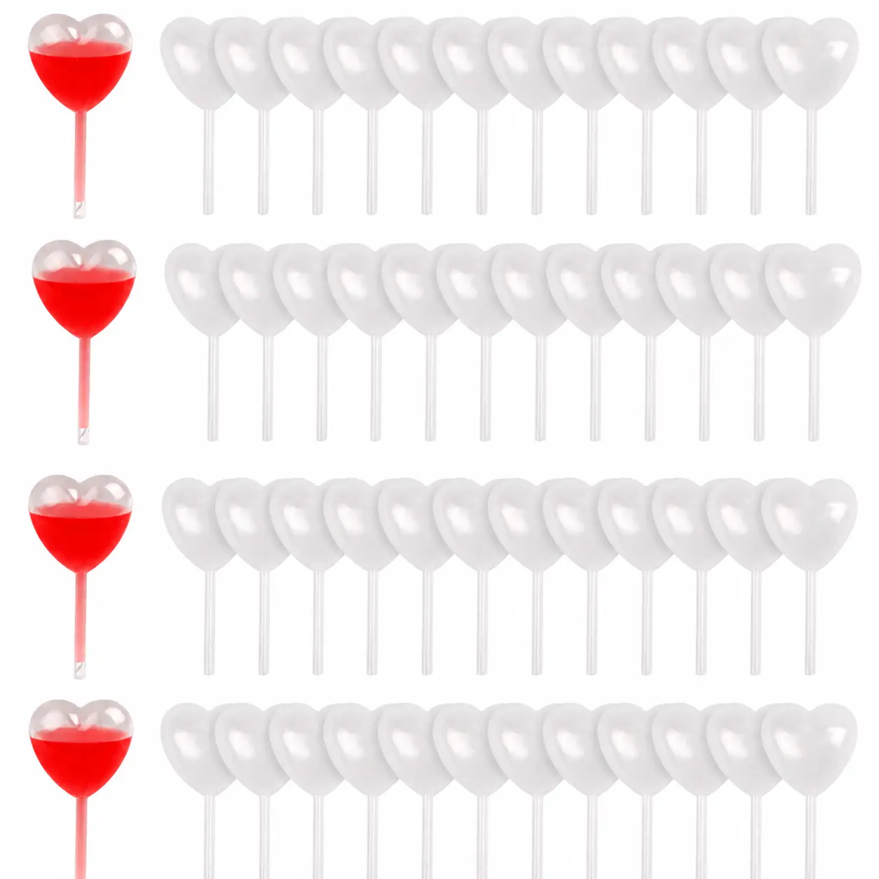 100Pcs 4mL Heart Style Cupcakes Disposable Plastic Transfer Pipettes Liquid Dropper for Mini Flan Chocolate or Cupcakes, Ice Cream, Party and Holiday Decoration