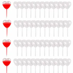 100Pcs 4mL Heart Style Cupcakes Disposable Plastic Transfer Pipettes Liquid Dropper for Mini Flan Chocolate or Cupcakes, Ice Cream, Party and Holiday Decoration