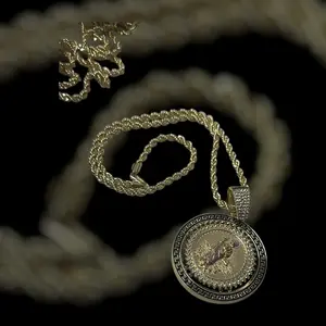 Saint Jude Roulette Pendant with Rope Chain - Religious Gold Plated