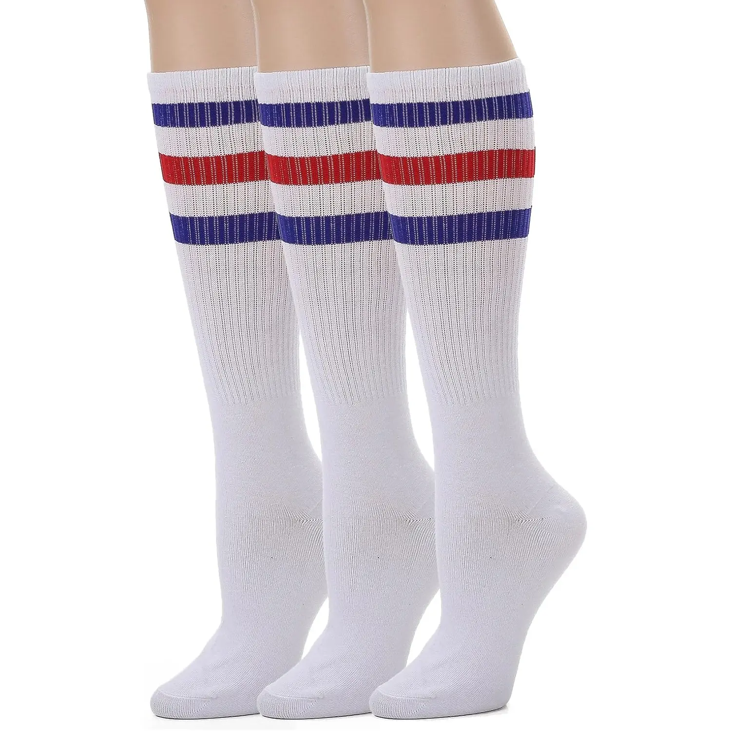 Knee High Tube Socks: over the Calf Socks for Women and Men - Retro Striped Athletic Socks Leotruny