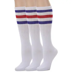 Knee High Tube Socks: over the Calf Socks for Women and Men - Retro Striped Athletic Socks Leotruny
