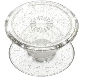 PopSockets Translucent Phone Grip with Expanding Kickstand, PopSockets for Phone, Adhesive Grip, Translucent PopGrip - Clear Glitter Silver