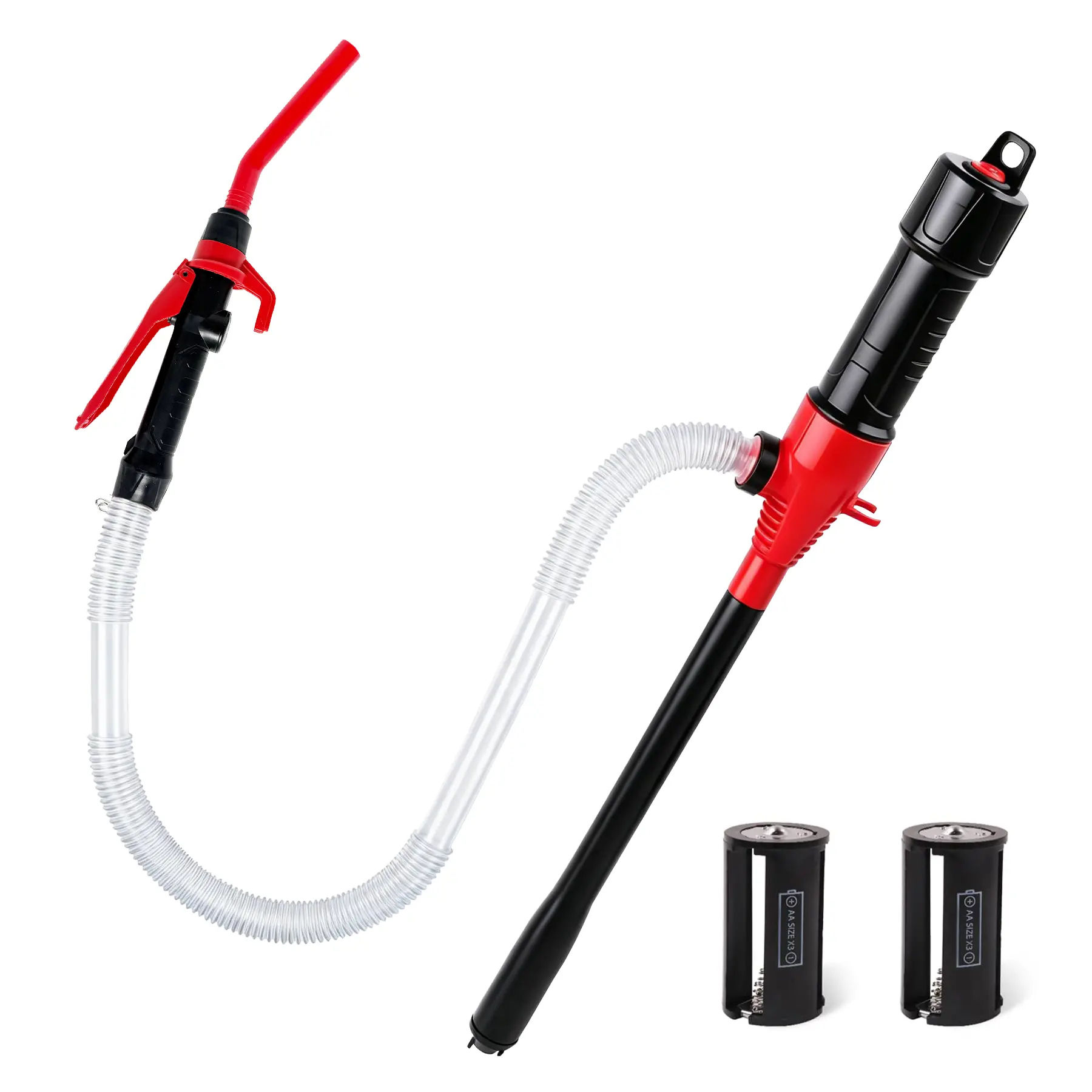 Portable Battery-Powered Fuel Transfer Pump with Flexible Hose & Nozzle – Electric Siphon Pump for Gasoline, Diesel, Water (Requires 6-AA or 2-D Batteries, Not Included)