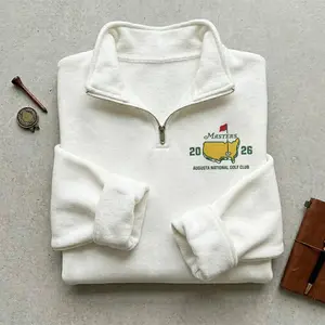 Masters 2026 Embroidered Quarter Zip Sweatshirt, Golf Tournament Pullover, Augusta Inspired Golf Sweater, Cozy Zip Up Sweatshirt
