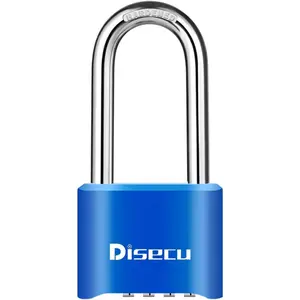 1 Pack Disecu 4-Digit Heavy Duty Combination Lock 2.5 Inch Long Shackle Outdoor Waterproof Padlock for School Gym Locker, Storage Unit, Fence, Gate, Garage (Blue) disecu