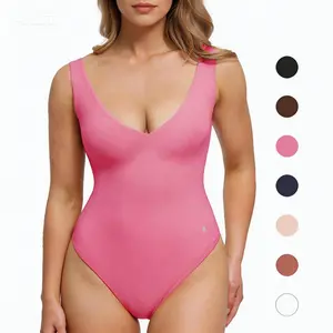 Popilush Body Suits for Women - Going Out Tank Tops - Plunge Deep V Neck Backless Sleeveless Tummy Control Shapewear Bodysuit Womenswear Minimalist