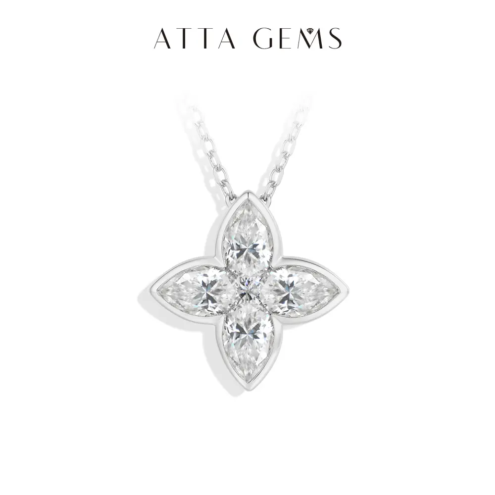 ATTAGEMS 4x6mm Pear Cut Lab-Created Moissanite N075 Pendant, 925 Sterling Silver Women's Necklace Pendant, Classic Elegant Jewelry, Perfect Anniversary Gift