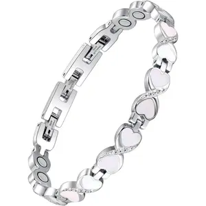 Effective Magnetic Bracelets for Women, Ultra Strength 3800 Gauss Magnet Bracelet for Women, Titanium Steel Magnetic Heart Bracelet Jewelry Gift with Sizing Tool