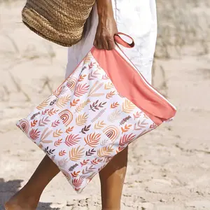 Reusable Waterproof Wet Bag, Floral Pattern Wet Bag, Beach Camping Breast Pump Parts Storage Bag, Sports & Outdoor Accessories