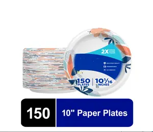 Everyday Disposable Paper Plates 10" Multi-Color 150 Count - 2X for Paper Use