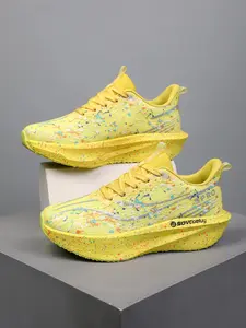 Women's High-Quality Colorful Sporty Running Shoes, Graffiti Design, Thick Sole, Breathable Ice Silk Fabric, Outdoor Sports & Daily Wear