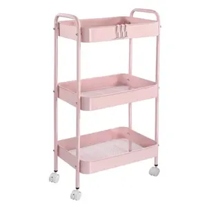 Rolling Utility Cart with Wheels, Storage Organizer for Dorm, Easy Assembly