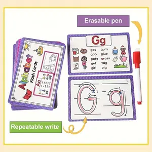 26 Letter Sound Flashcards Set with Reusable Pen, Cvc Word Learning, Abc Writing Practice, Educational Toy, Preschool Learning Tool, Paper Material, Kindergarten Boy