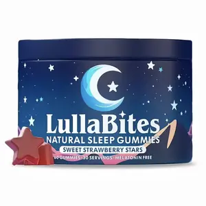LullaBites Natural Sleep Gummies - 30 Servings-Sweet Strawberry Stars (Melatonin Free)