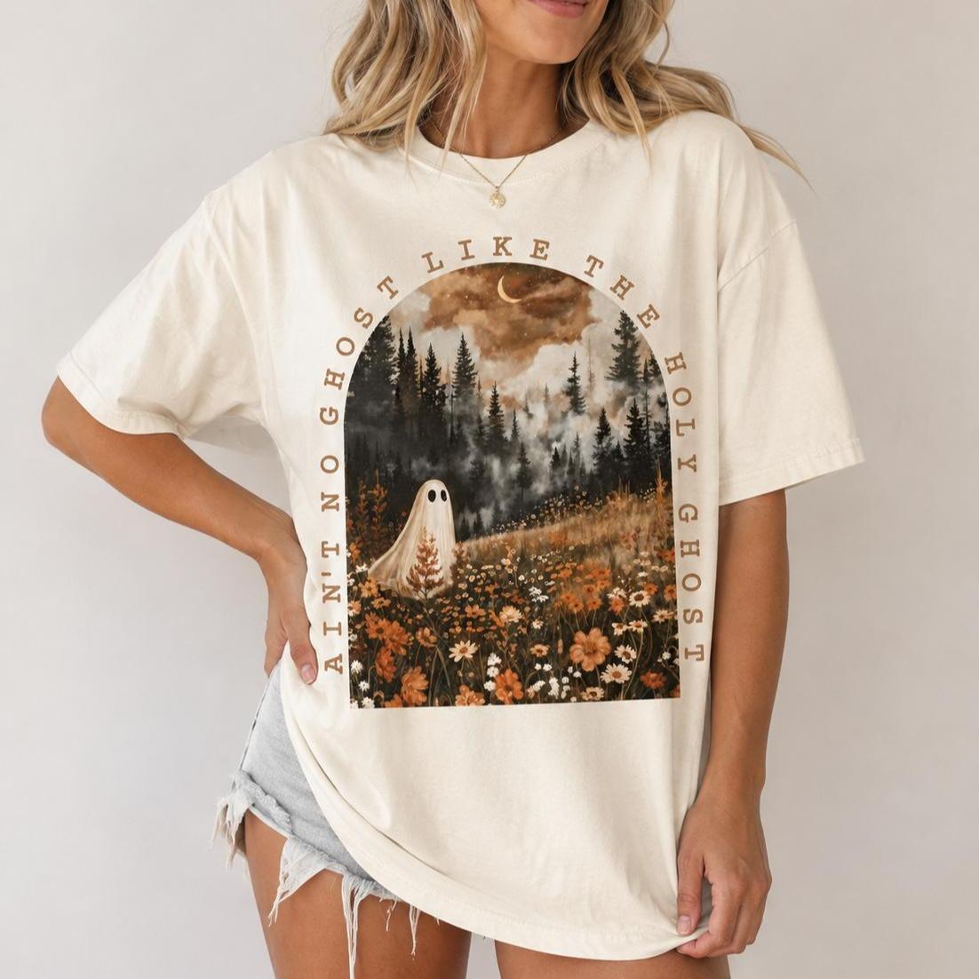 Comfort Colors Ain’t No Ghost Like The Holy Ghost Christian Halloween T-Shirt, Holy Ghost Fall Christian Bible Verse Tee, Trick or Treat Spooky Season Gifts