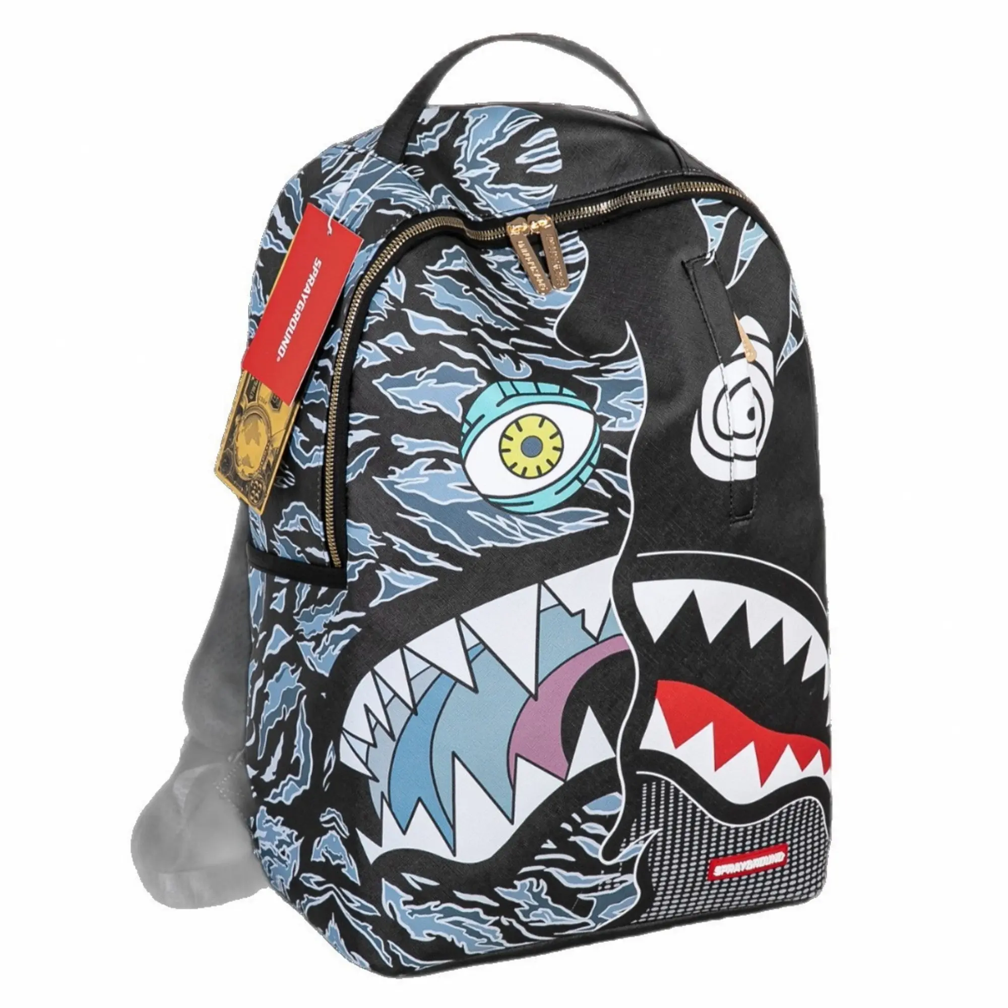 Dazed and Shark Backpack Streetwear Graphic Daypack Cool Monster Eyes Shark Mouth Bookbag Water Resistant School Laptop Bag for Men