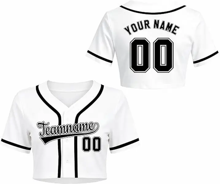 Custom Women's Button-Down Cropped Baseball Jersey