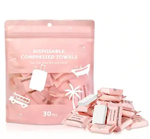 Disposable Compressed Towel Tablets 30Pcs Portable Compact Face Towels for Home Camping Hiking Travel Picnics Gym Workouts Eco-Friendly Plant-Based Viscose