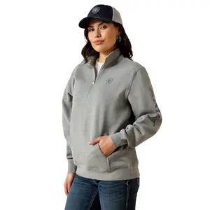 10064012 Ariat Women's Foundation Logo 1/2 Zip Sweatshirt - Heather Grey